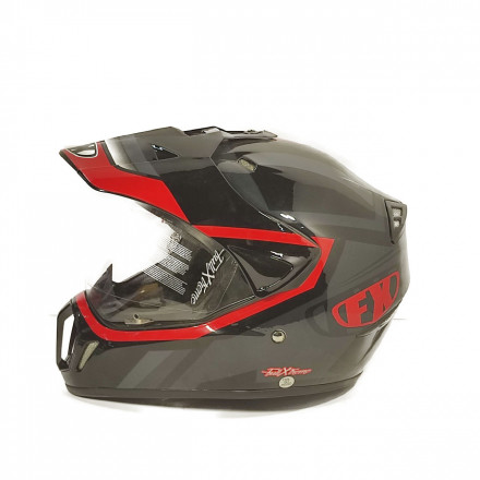Шлем мотард FX черный красный, глянцевый M