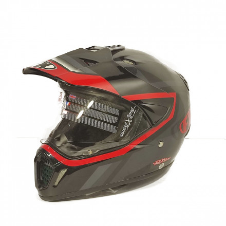 Шлем мотард FX черный красный, глянцевый L