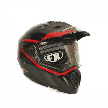 Шлем мотард FX черный красный, глянцевый XL